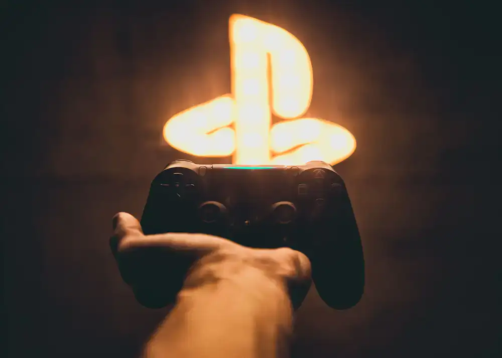 Abstract glowing digital crest representing victory